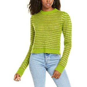 NEW WAYF Green Open Knit Pullover Sweater Medium